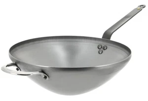 De Buyer 12.5" Mineral B Carbon Steel Cooking Wok with 2 Handles 5618.32 New - Picture 1 of 2