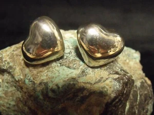 PENDIENTES CORAZÓN HINCHADO ESTERLINA MÉXICO VINTAGE ~ 6,27 GRAMOS - Imagen 1 de 6