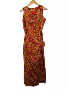 Spenser Jeremy 100% silk floral wrap midi dress 90s boho Y2k sz 4 - Picture 1 of 8