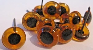 NEU SET 6 PAAR 8mm BERNSTEIN GLASAUGEN auf DRAHT Fischköder TEDDYBÄREN ENTE Lockvögel - Bild 1 von 5