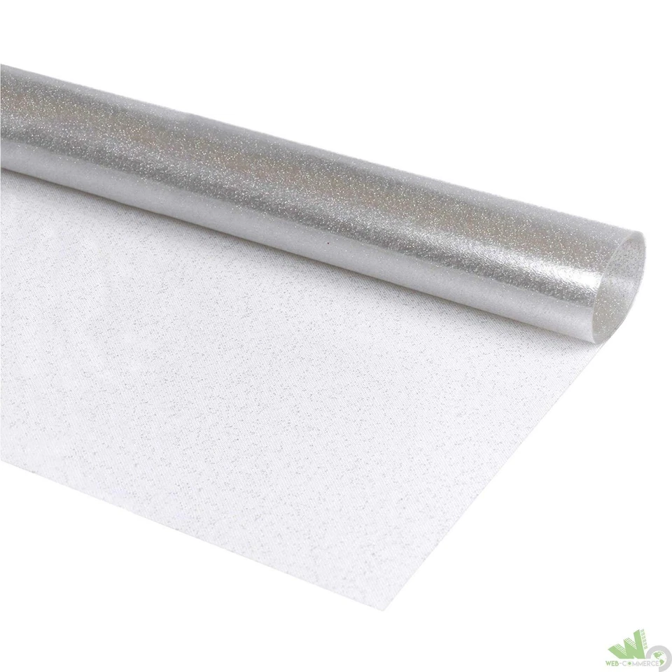 30 MT ROTOLO TOVAGLIA PVC TOVAGLIATO GLITTER ARGENTO BRILLANTINI H.140 PLASTICA - Immagine 1 di 1