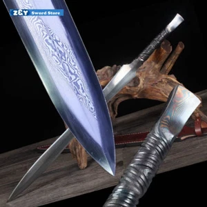 Handmade Sword Folded Damascus Steel Sharp Blade Double Edged Jian 金刚伏魔剑 Q8501 - Picture 1 of 10