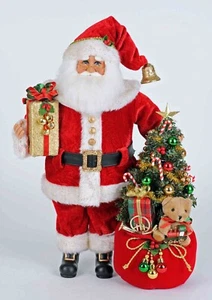 SANTA FIGURINE WITH TOY SACK AND LIGHTED CHRISTMAS TREE - Picture 1 of 2