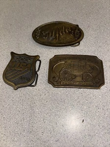 Lot Of 3 American Vintage Belt Buckles USA 1989 Olympics, Wells Fargo, Ufda - Picture 1 of 8