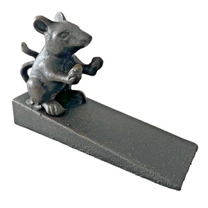 Cast Iron Mouse Rat Wedge Door Stay Stop 6" x 4" x 2" Rustic Vibe Gift Decor - Picture 1 of 9