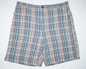 Chaps Mens Shorts 38 Madras Cotton 5 pockets Red Blue Beige - Picture 1 of 5