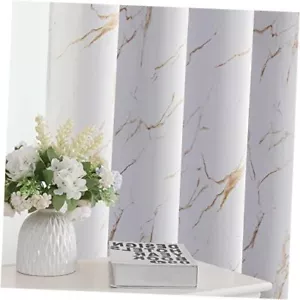 100% Blackout Curtains 84 inch Length 2 52"W x 84"L (Pack of 2) Marble- Gold - Picture 1 of 8