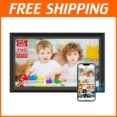 64GB Touchscreen Digital Frame, 15.6'' with Dual WiFi for Seamless Photo Sharing - Image 1 of 4