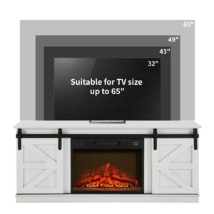with Cabinet Fireplace TV Stand with Storage and Farmhouse Sliding Barn Doors - Picture 1 of 21
