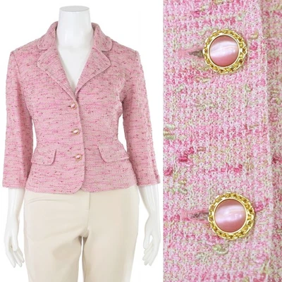 St. John Knits | Colección Chaqueta Tweed Talla 10 Rosa Mezcla Lana Multi Melange Foto 1 de 4