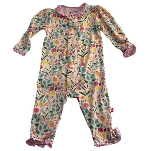 Tuta Magnetica Me Modal "Life's Peachy" Floreale Taglia 3-6 M Ruffle Eco Friendly - Foto 1 di 10