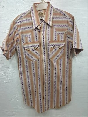 New Men’s Dee-Cee Pink People Stripe Short Sleeve Pearl Snap 14.5 Small K-85 - Image 1 of 4