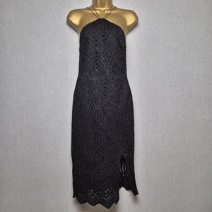 Topshop Cocktail Dress Size 10 Black Lace Bodycon Spaghetti Strap Party Slinky - Picture 1 of 6