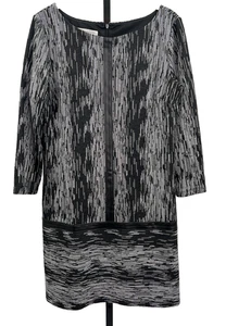 Maggy London vertikale Streifen Lederbesatz Drop Waist Karriere Kleid-Größe 6 - Bild 1 von 6