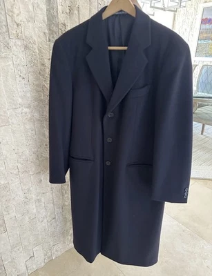 Armani Collezioni 38R Long Black Wool Cashmere Overcoat Giorgio MANI Vintage - Image 1 of 4