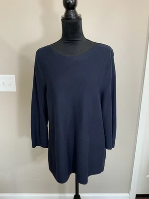 Talbots 女式 3/4 袖毛衣 – XL 码 – 海军蓝 – 棉混纺 (C117) — 第 1/4 张图片