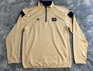 ADIDAS Climalite 1/4 Zip Notre Dame Fighting Irish Gold Blu Pullover Uomo Taglia M - Foto 1 di 13