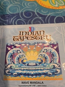 Large 3D Wave Mandala Indian Tapestry With Glasses NEW 100% Cotton 60" X 90" - Picture 1 of 1
