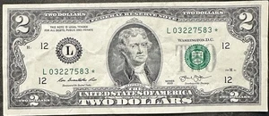 **Star Note** Two Dollar Bill Series 2013 San Francisco Federal Reserve - Picture 1 of 3