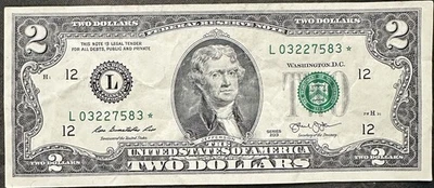 **Star Note** Two Dollar Bill Series 2013 San Francisco Federal Reserve - Image 1 of 3