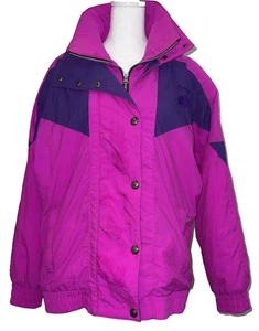 Vintage 80er Hot Pink Fuchsia & Lila Skijacke Gr. L Ski Hase Iconic! - Bild 1 von 16