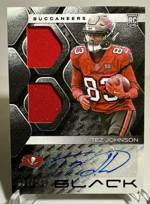 2025 Panini Black Tez Johnson #RSM-TJN RPA RC Dual Patch Auto /149 Buccaneers - Image 1 of 2