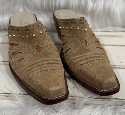 Cole Haan D18363 Morgan Tachonado Incrustación Gamuza Western Mule Bota Zapatos para Mujer 8.5B Foto 1 de 4