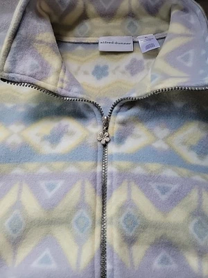 Alfred Dunner Fleece Jacket XL Zip Up Flower Pull Camellia Gardens Pastel NWT  - Image 1 of 4