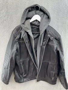 Canda Men's Size XXL Black Leather Full Zip Up Coat/Hoodie POE - Picture 1 of 6