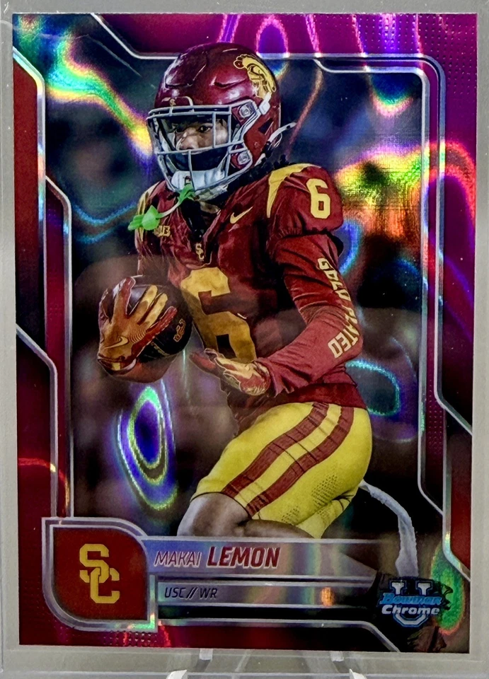 Makai Lemon 2025 Bowman University Chrome #174 Pink Lava Refractor USC Trojans - Image 1 of 1