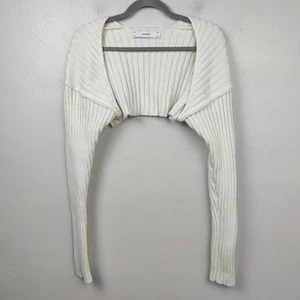 Simonett Sweater Sleeve Womens One SIze Off-White Shrug Ribbed Cropped Preppy - Picture 1 of 7