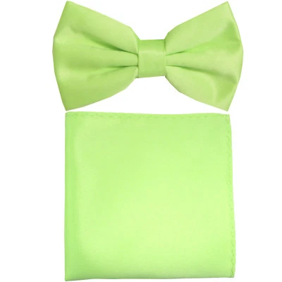 Nueva pajarita formal de poliéster preatada para hombre_hankie sólido verde lima boda  Foto 1 de 3