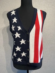 Carolina SZ S Women’s American Flag Sweater Vest  - Picture 1 of 7