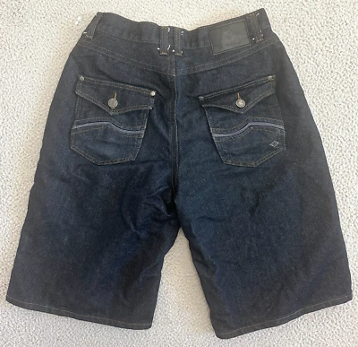 Shorts jeans masculino 34 hip hop denim lavagem escura anos 90 Y2K Enyce - Imagem 1 de 4