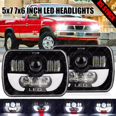 Par de faros LED de haz alto/bajo DRL de 5X7" 7x6" pulgadas para camioneta Nissan Hardbody D21 Foto 1 de 4