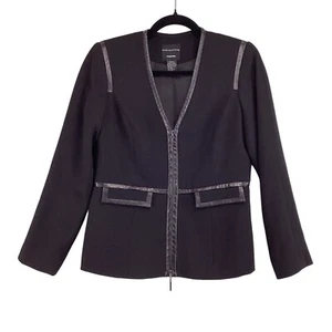 Doncaster Collection Black Wool Blazer Size 4P Womens Satin Trim Petite - Foto 1 di 7