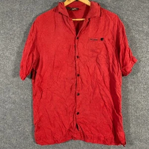 Harley Davidson Shirt Mens Small Red Button Up Flowers Regular Fit Collared Y2K - Picture 1 of 12
