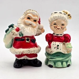 Lefton Mr & Mrs Claus Salt & Pepper Shakers Spaghetti Trim w/22K Gold Accents - Picture 1 of 11
