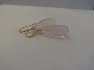 Rosenquarz Ohrhänger mit 18 Brillanten zusammen 35,34 carat 585er Gelbgold - Picture 1 of 5