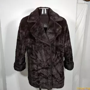 NOVELTI Vintage USA Kunstfelljacke MANTEL Damen Größe L dunkelbraun - Bild 1 von 7
