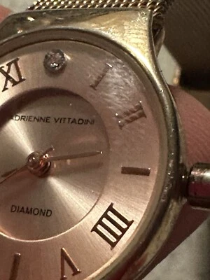 Adrienne Vittadini Diamond Women’s Dress Watch Rose Gold Tone Needs Battery - Image 1 of 4