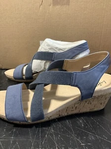Life Stride Mexico Wedge Sandal size 9 Faux leather upper with an open toe - Picture 1 of 6