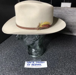 RARO Stetson James Dean Hombres Bronceado Piel de Castor Fieltro 4x Sombrero de Vaquero Fedora Talla 7 - Imagen 1 de 7