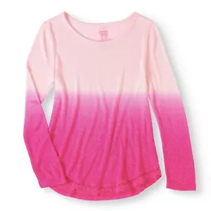 Faded Glory Girls Long Sleeve Dip Dye Hacci Top Small (6-6X) Elegant Pink NEW - Picture 1 of 1
