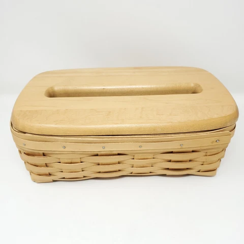 Maple Tree USA basket w/ slotted wooden lid, for tissues/cards/mail Cover