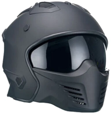 Motorradhelm Jethelm Helm RALLOX 726 matt schwarz ansteckbares Kinnteil S M L XL - Bild 1 von 4