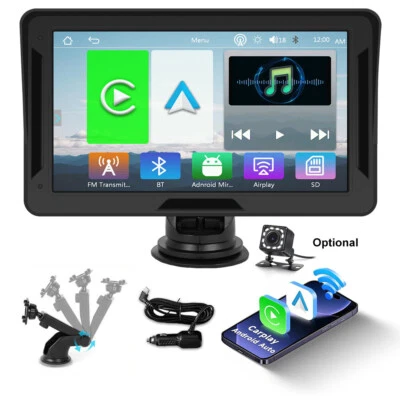 LEEKOOLUU 7" Portable Touch Screen Car Stereo Radio Apple CarPlay Android Auto Bluetooth