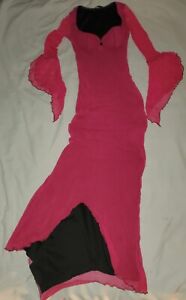Lip Service Rare Vintage Pink Fuchsia Fishnet Long Dress Sz S Vamp Goth Mermaid 