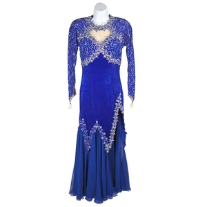Randall Christensen | Smooth Ballroom Dance Dress | Beaded Blue Competition Gown - Picture 1 of 11