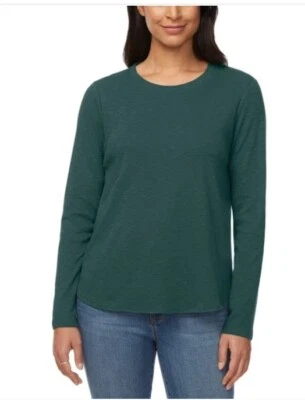 KIRKLAND подпись женщин длинным рукавом Slub футболка, зеленый размер маленький - Изображение 1 из 2